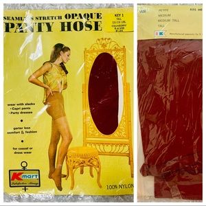 NEW Vintage 1970 Kmart pantyhose Tall Cranberry